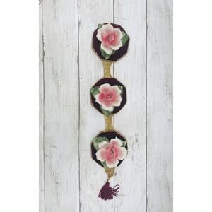 3 Capodimonte Italy Porcellane Mounted Roses Wall Trestle Vintage Italian Decor